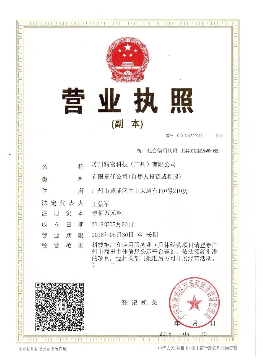La CINA SuChuan Precision Technology (Guangzhou) Co,. Ltd. Certificazioni